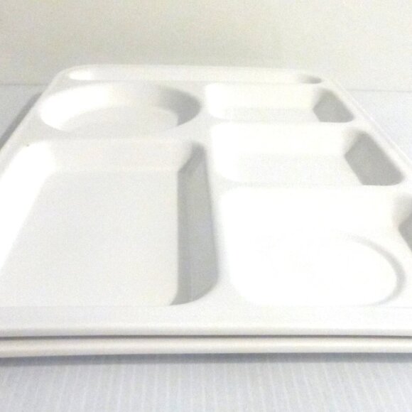 2x WHITE Texas Ware Melamine Ware DINNER TRAYS Vintage Serving Tray TV DINNER - Picture 3 of 5